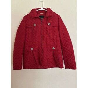 Weatherproof Women's Red LG Quilted Chore Jacket Coat Adjustable Waist Farm Barn